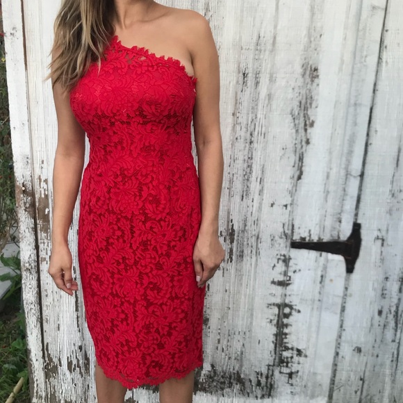 eliza j red lace dress